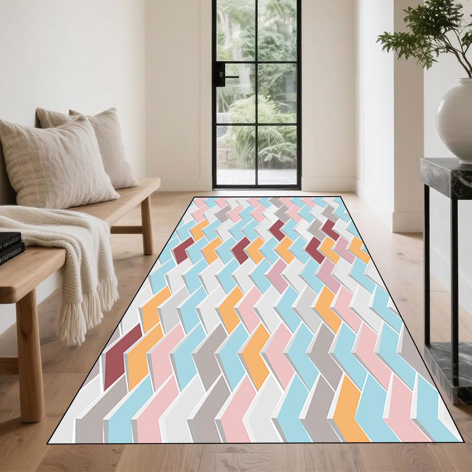 Tapis sur mesure lavable pour couloir buanderie et cuisine devant evier
