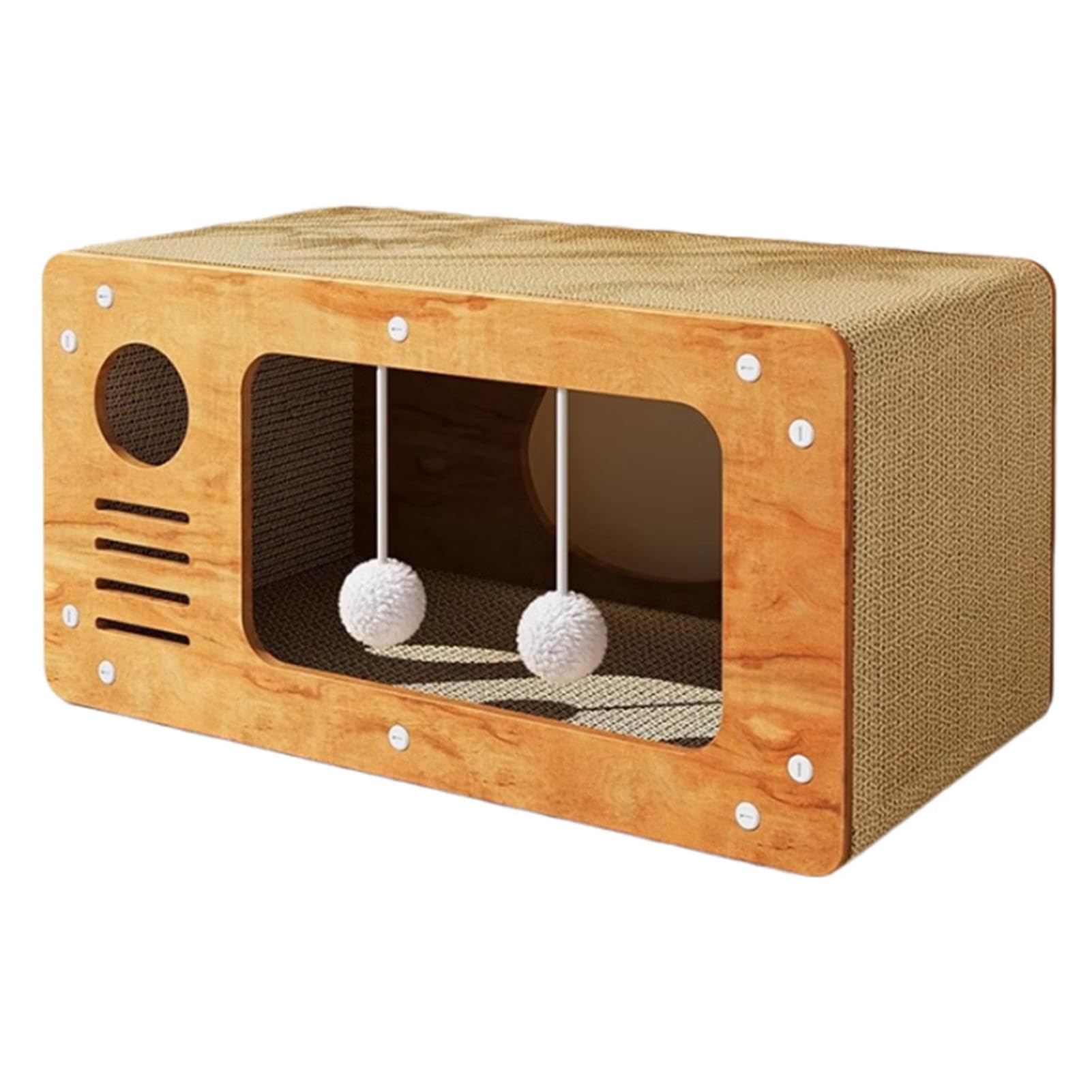 Maison pour chat, grattoir, maison pour chat en carton, maison de grattage 2 en 1, lit combiné, lounge et cachette pour chats domestiques
