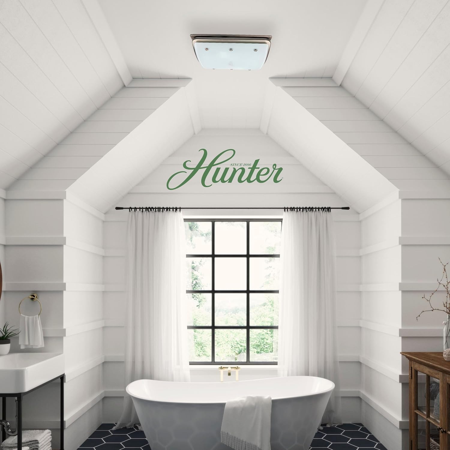 Hunter Ellipse 100 CFM Ceiling Exhaust Bath Fan with Light and Night Light - Imperial Bronze