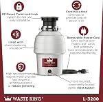 Waste King L-3200 3/4 Horse Power Light Duty 2700 RPM Food Waste Disposer