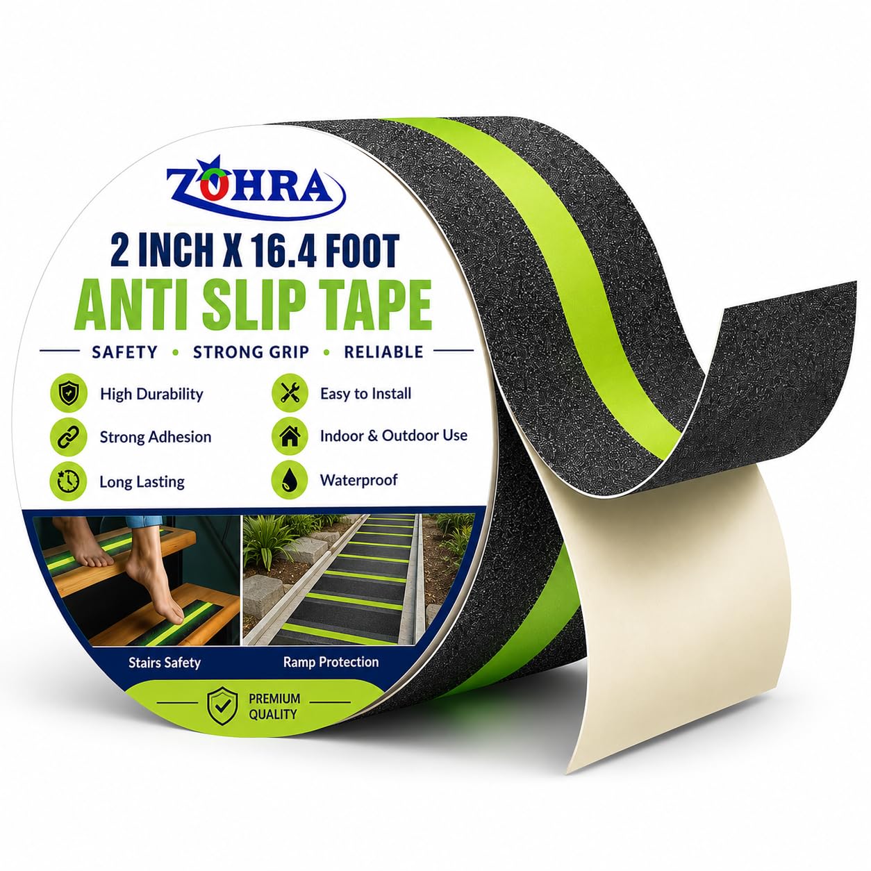 ZOHRA Anti Slip Grip Tape,Non-Slip Traction Tapes With Glow In The Dark Reduce The Risk Of Slipping For Indoor Or Outdoor Stair Tread Step And Other Slippery Surfaces (50 MM *16 Foot)-image-1