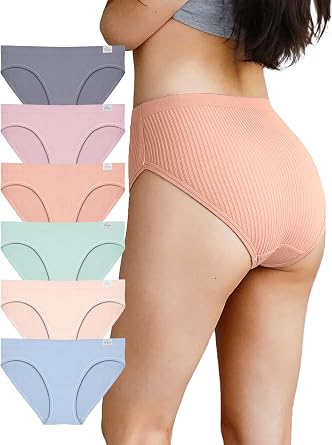 Womens Seamless Ribbed Panty with Lace Trim - Elegant & Soft Everyday Underwear - Minimal VPL