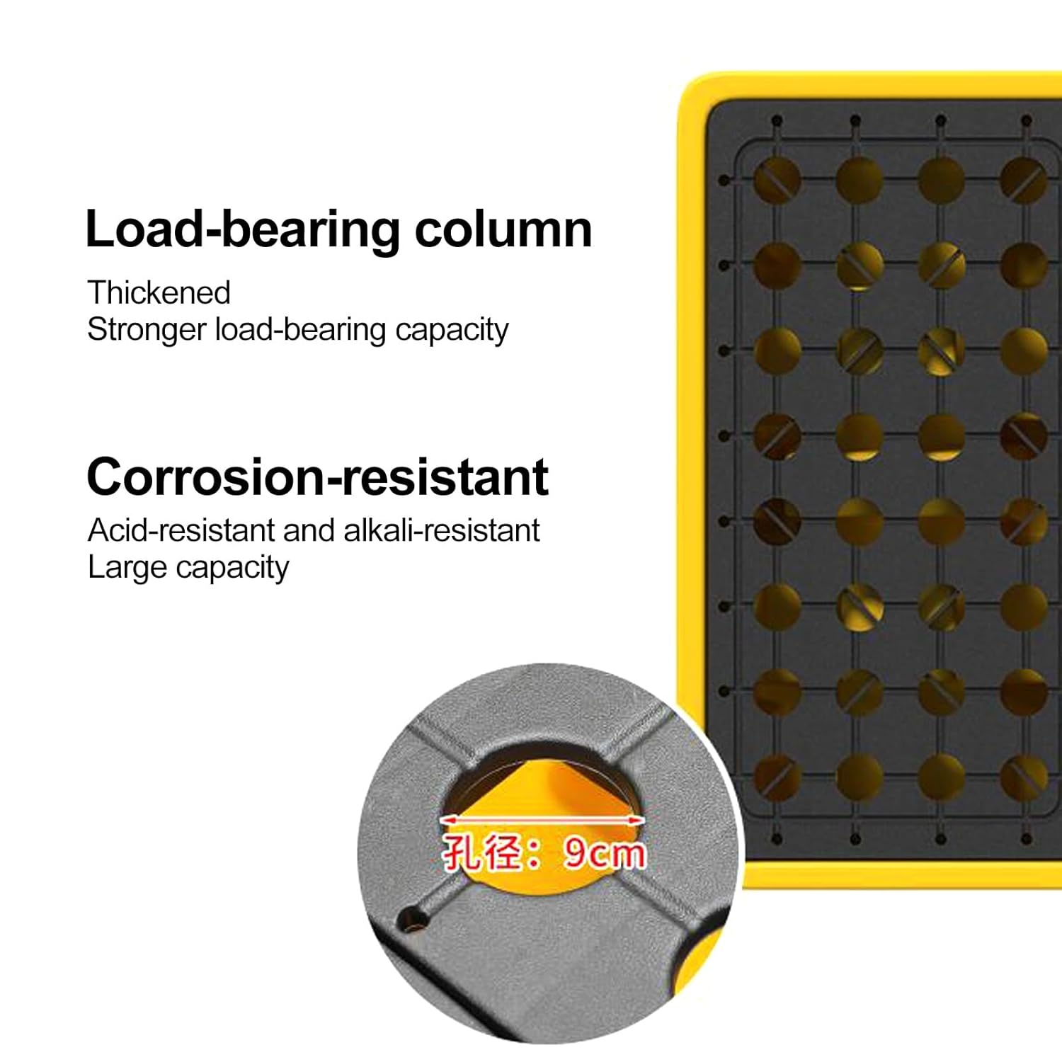 1 Drum Modular Platform, Drum Spill Containment Pallet, Containment Tray Spill Containment Platform with Drain, 700 kg / 1543 lbs Load Capacity(66cm/26in)