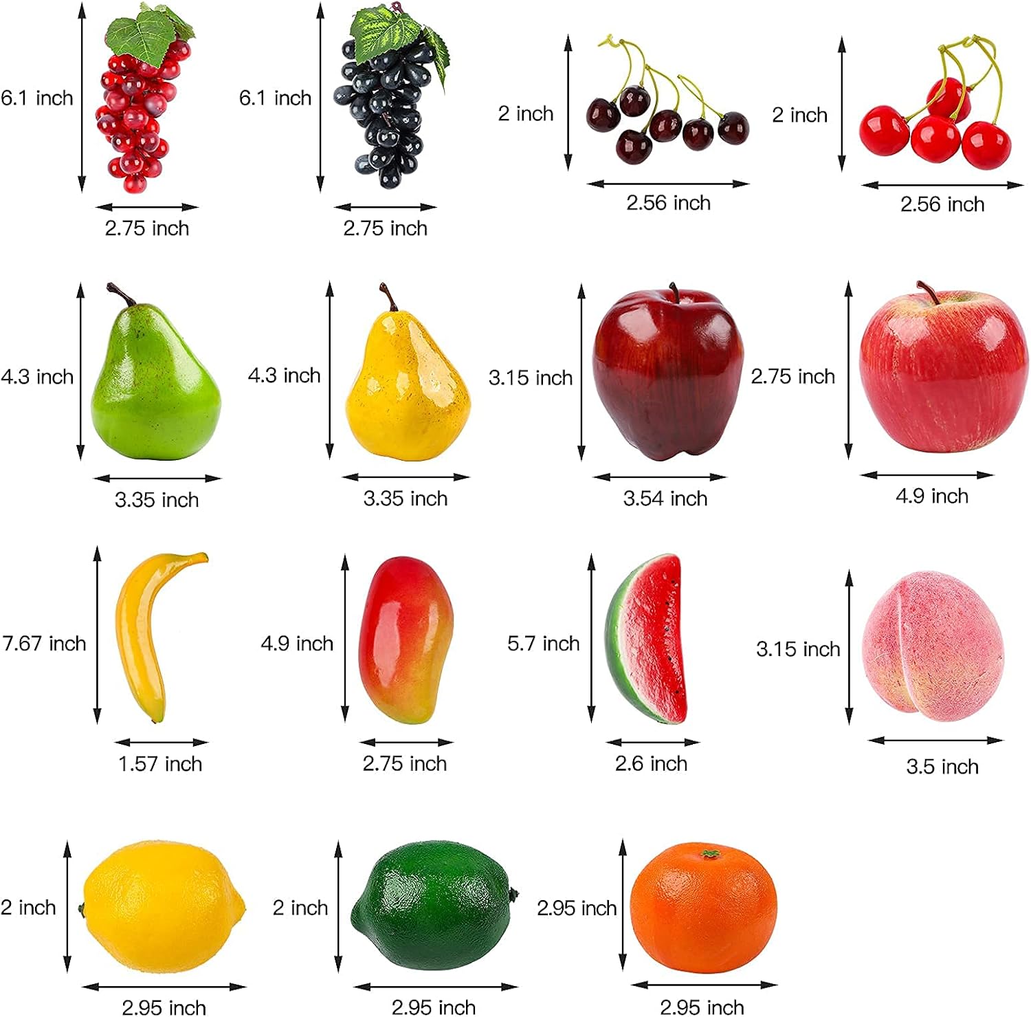 Toopify 16PCS Artificial Red Apples and 26 Pcs Artificial Fruits Assorted Lifelike Fake Decorative Fruits Set for Home Kitchen Table Basket Decoration