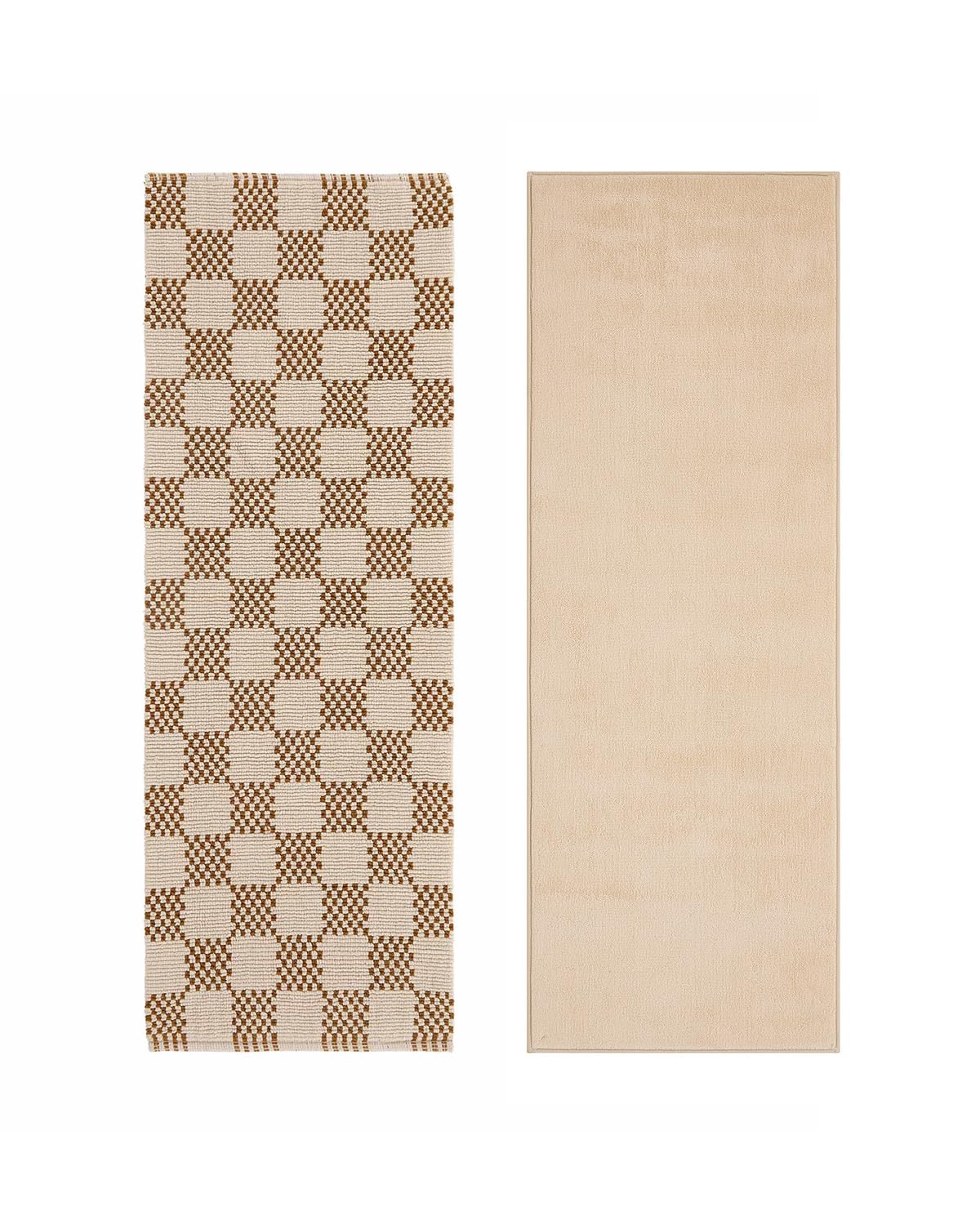 House of Noa The Checks Sedona 21x58 Bath Mat 19 5x56 5 Liner Set Plush Cotton Non Slip