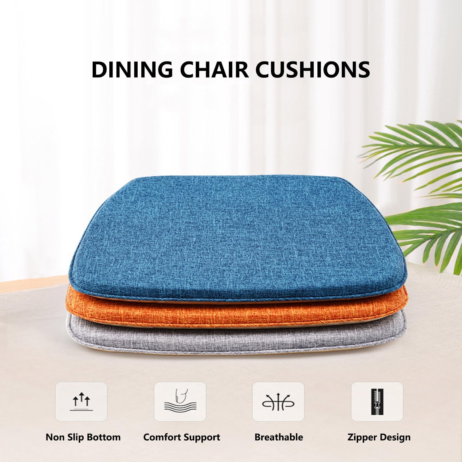 Coussins De Galette De Chaise 42X45 Cm Galette De Chaise Dehoussable, avec Inserts Antidérapants - pour Tous Les Types De Chaises - pour L'intérieur Et L'extérieur,Noir,4Pcs