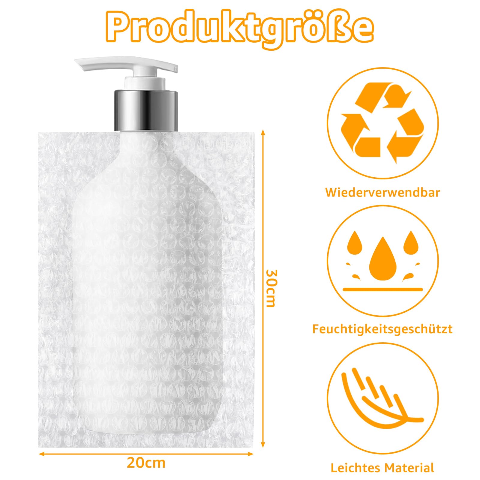 CYEER 100 Stück Luftpolsterbeutel 20 x 30CM, Bubble Wrap Bags, Bubble Wrap, Luftpolstertaschen, Luftpolsterfolie, Verpackungsmaterial für Versand Verpackung, Stoßfeste Polsterung