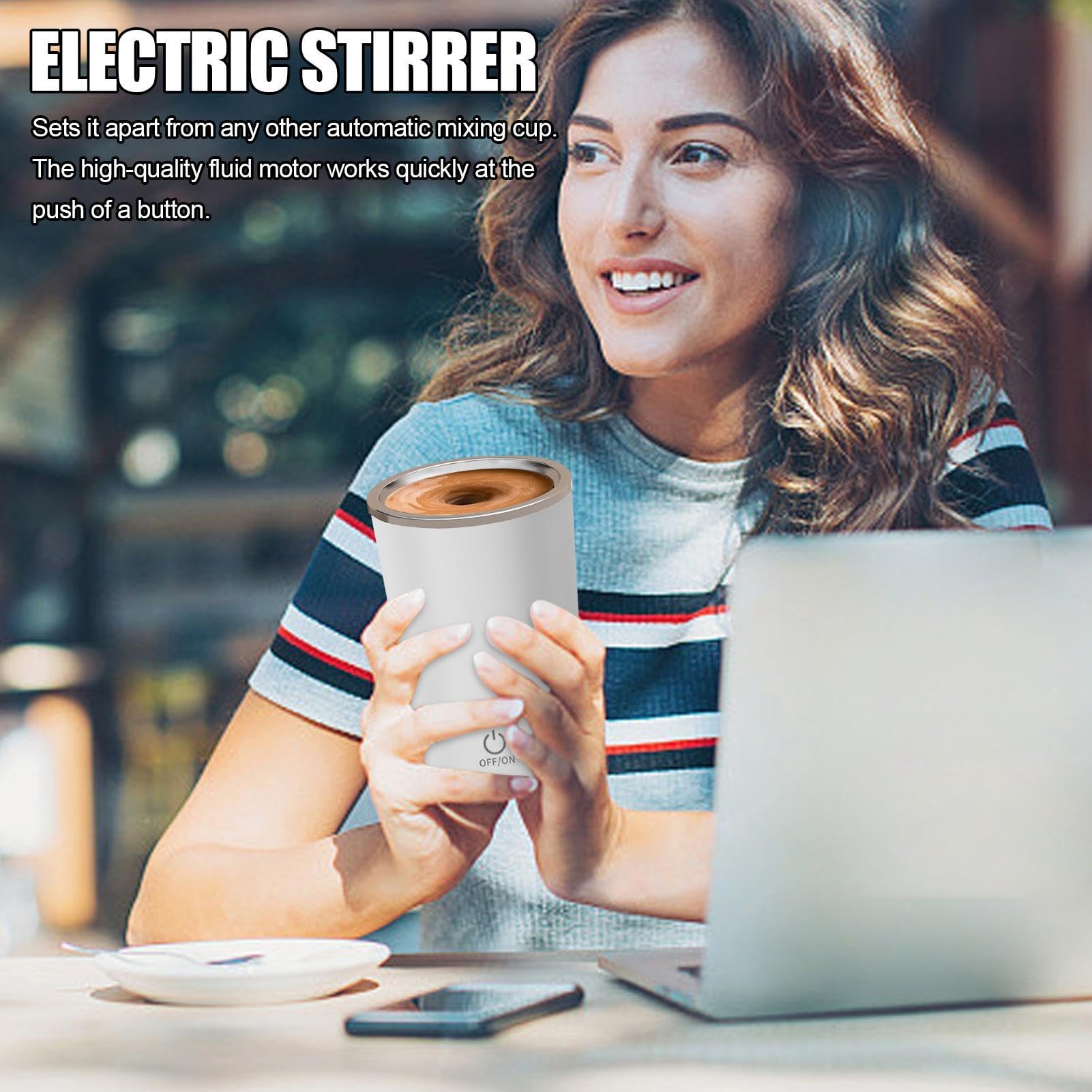 Magnetic Stirring Coffee Mug - Automatic Stirring Cup, Smart Magnetic Stirring Coffee Mug | Self-Stirring Mug with Temperature Control, Ceramic Interior, Rechargeable, Perfect for Hot and Cold Beverag