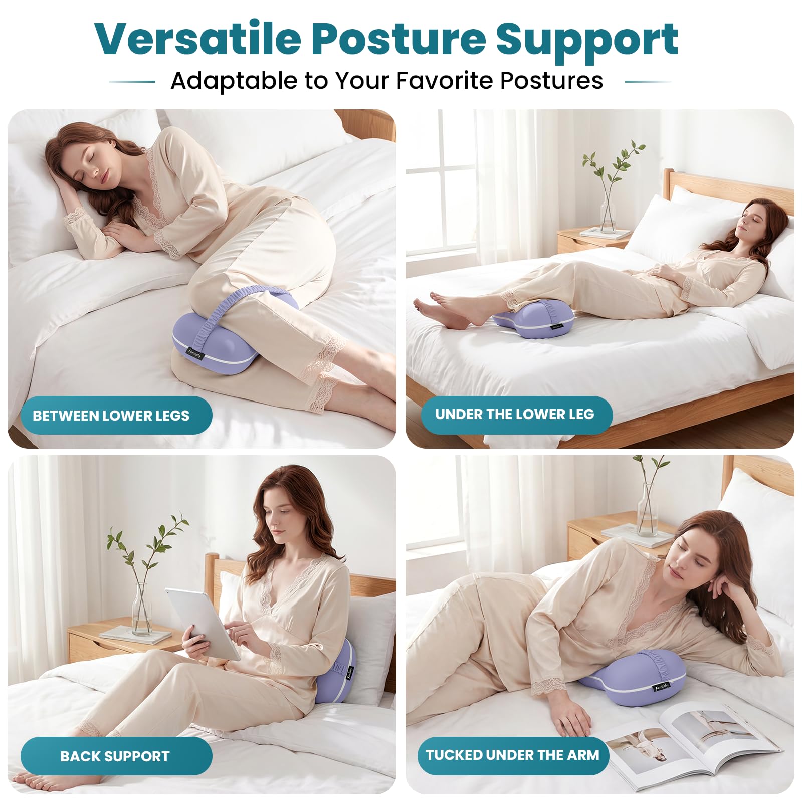 Almohada para piernas y rodillas para personas que duermen de lado, almohada de alineación suave de la columna vertebral, almohadas de espuma viscoelástica para dolor de espalda, cadera, alineación de