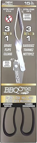 Miniatura 6 de BBQ Croc - Herramienta de barbacoa 3 en 1 de 15 pulgadas, pinzas extra ligeras, espátula y raspador de parrilla (verdegreige) (15 pulgadas sin