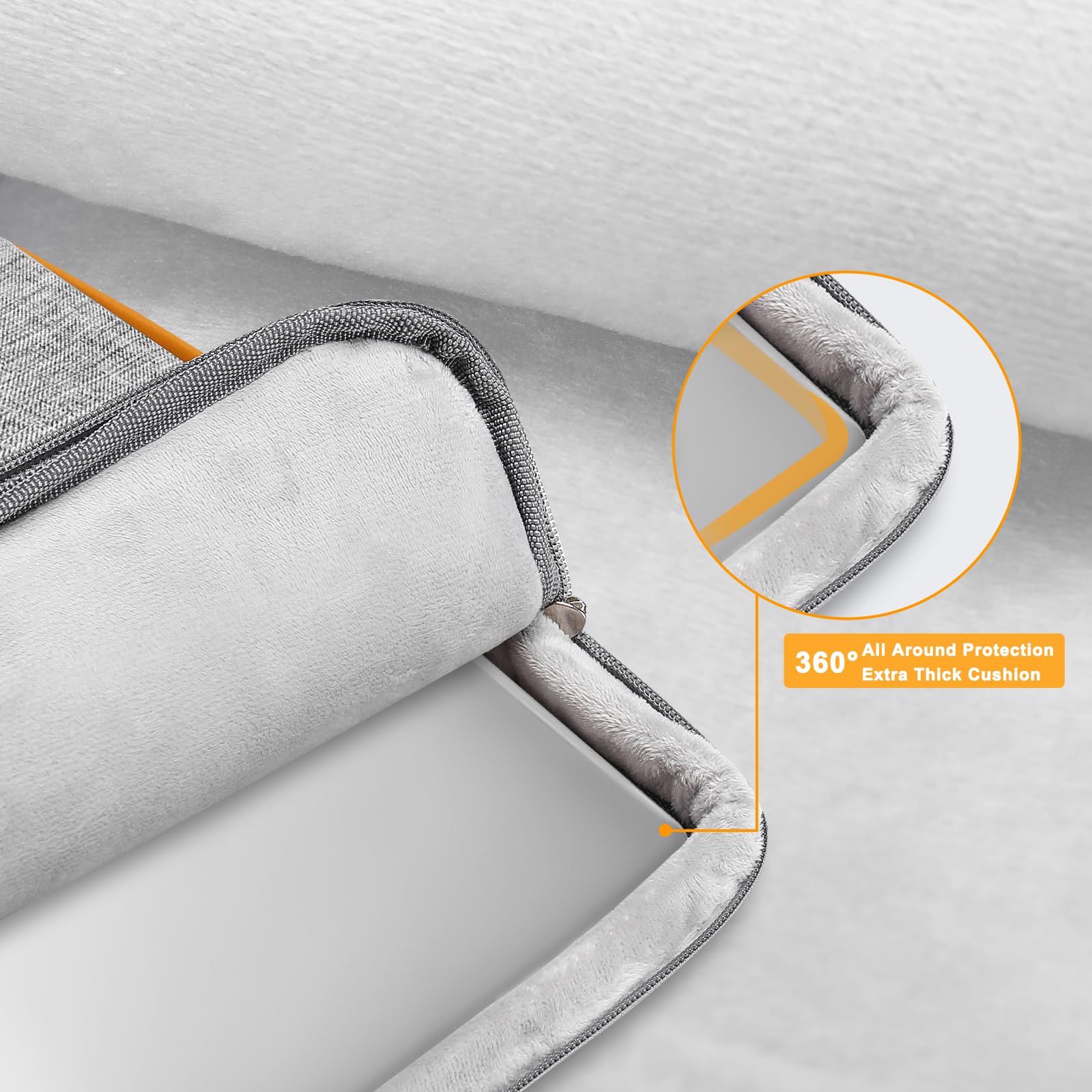 MOSISO 360 Protective Laptop Sleeve Bag Compatible with MacBook Air/Pro, 13-13.3 inch Notebook, Compatible with MacBook Pro 14 inch M4 M3 M2 M1, Side Open Bag Case with Raised Pocket&Handle&Belt, Gray