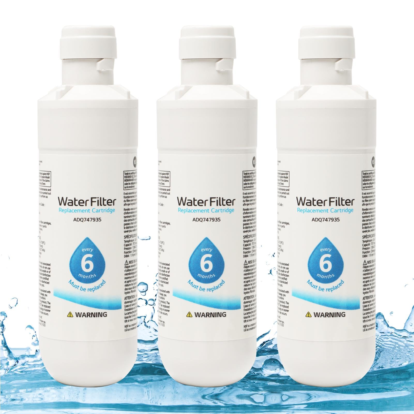 FILTRO ACQUA UNIVERSALE PER Frigorifero LG LT1000P 3 PEZZI COMPATIBILE KENMORE 9980 Eliminatore di contaminanti e inquinanti Bianco circa 17x5cm
