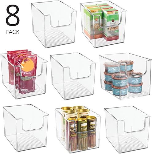 Miniatura 2 de mDesign Canasta organizadora de plástico moderno con parte delantera abierta para organización de cocina, decoración organizadora de estantes,