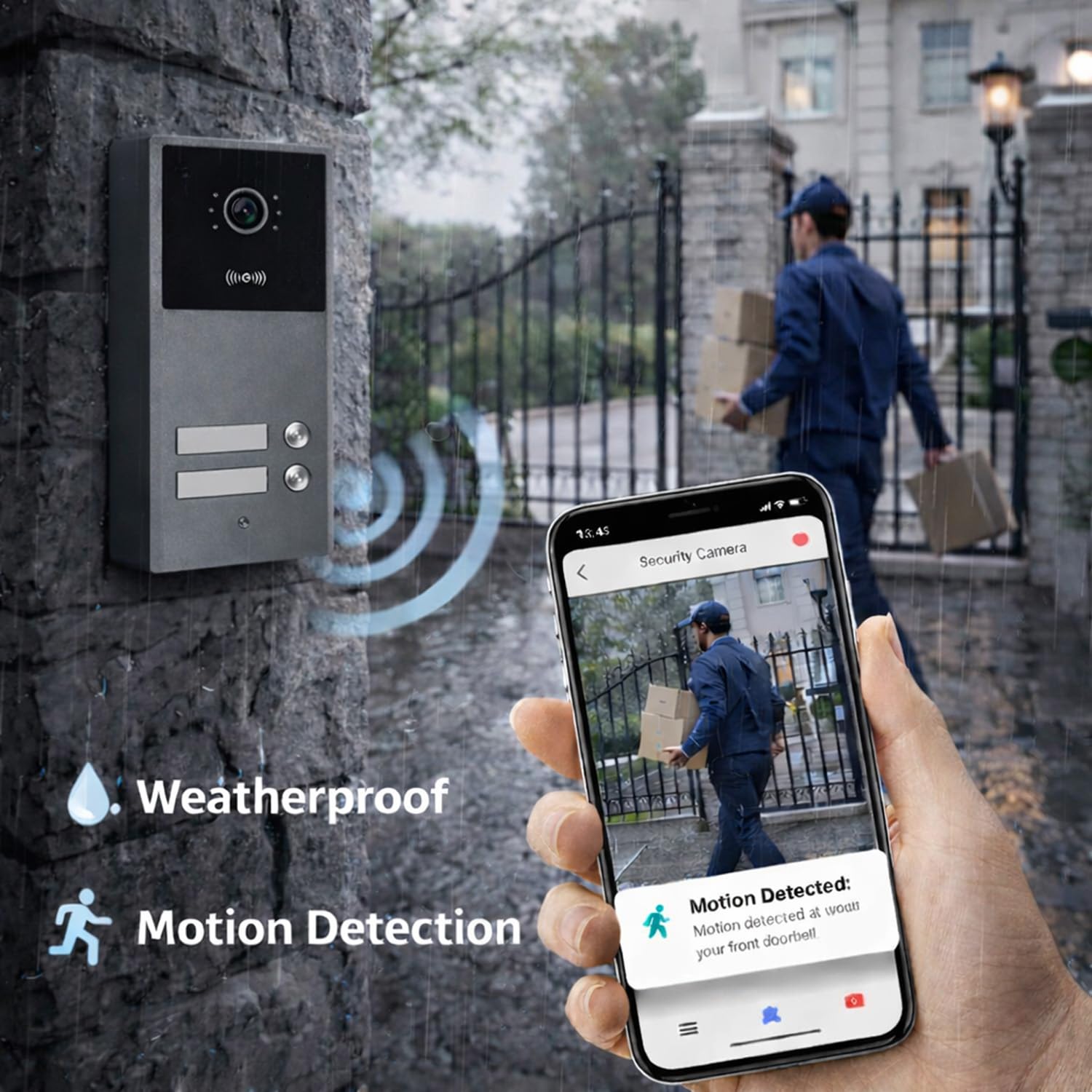 Videocitofono WiFi TUYA con controllo accessi, citofono video con unità esterna IP65, 1 unità esterna + 2 monitor interni, apertura porta tramite app e RFID (IC) / NFC, per casa e ufficio(3)
