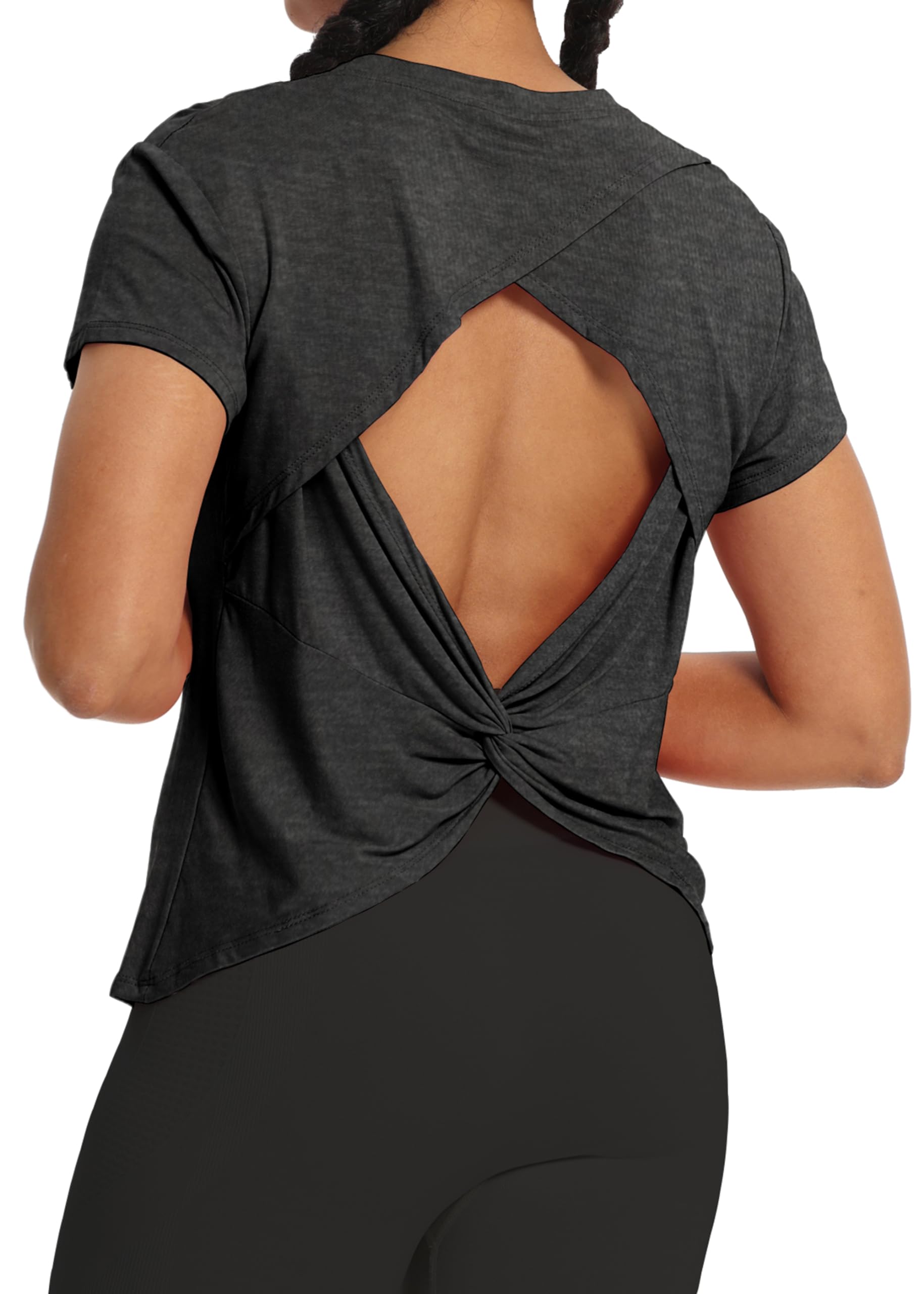 Bestisun Camiseta corta para mujer, camiseta deportiva con espalda cruzada, camisetas recortadas