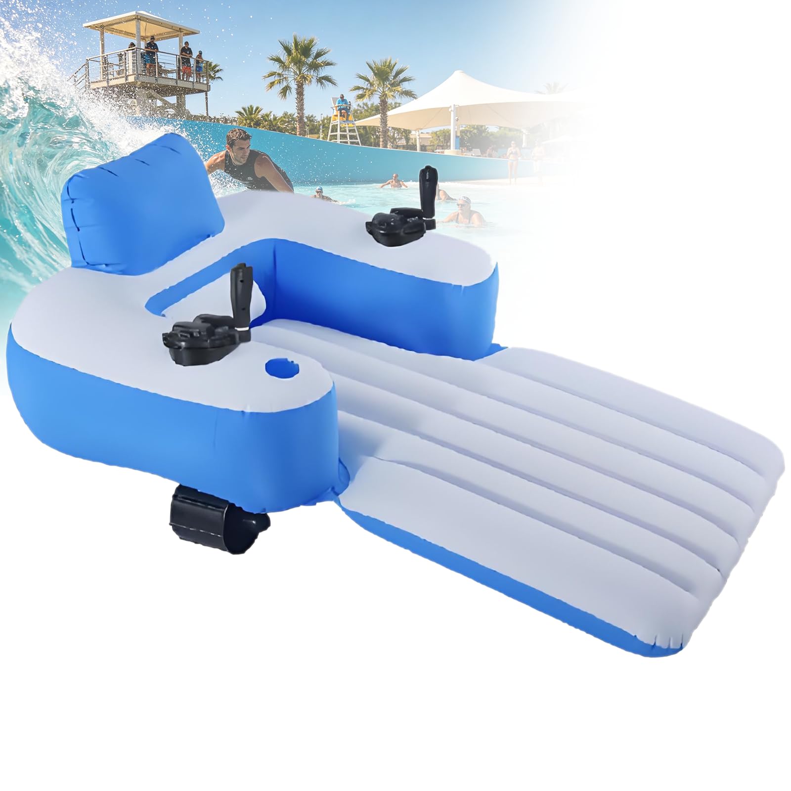 Gavscient Motorized River Tube Float For Adults, Electric Inflatable Water Lounger With Single/Dual Propeller Options, 360° Steering Control, High Backrest For Pool And Lake Elongated