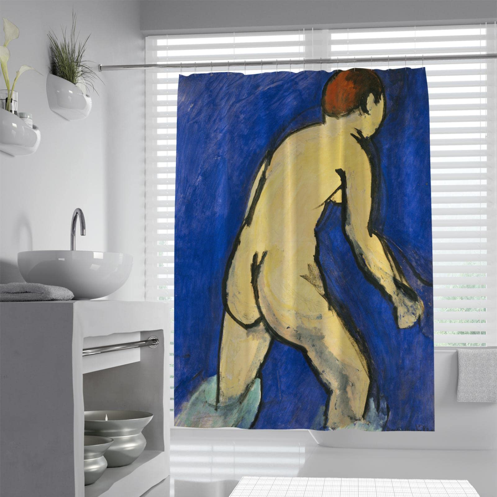 DINGSION Henri Matisse Shower Curtains for Bathroom Guest Bath Stalls and Tubs Dance Series Standard Size Blue Shower Room Curtains W180xL240cm
