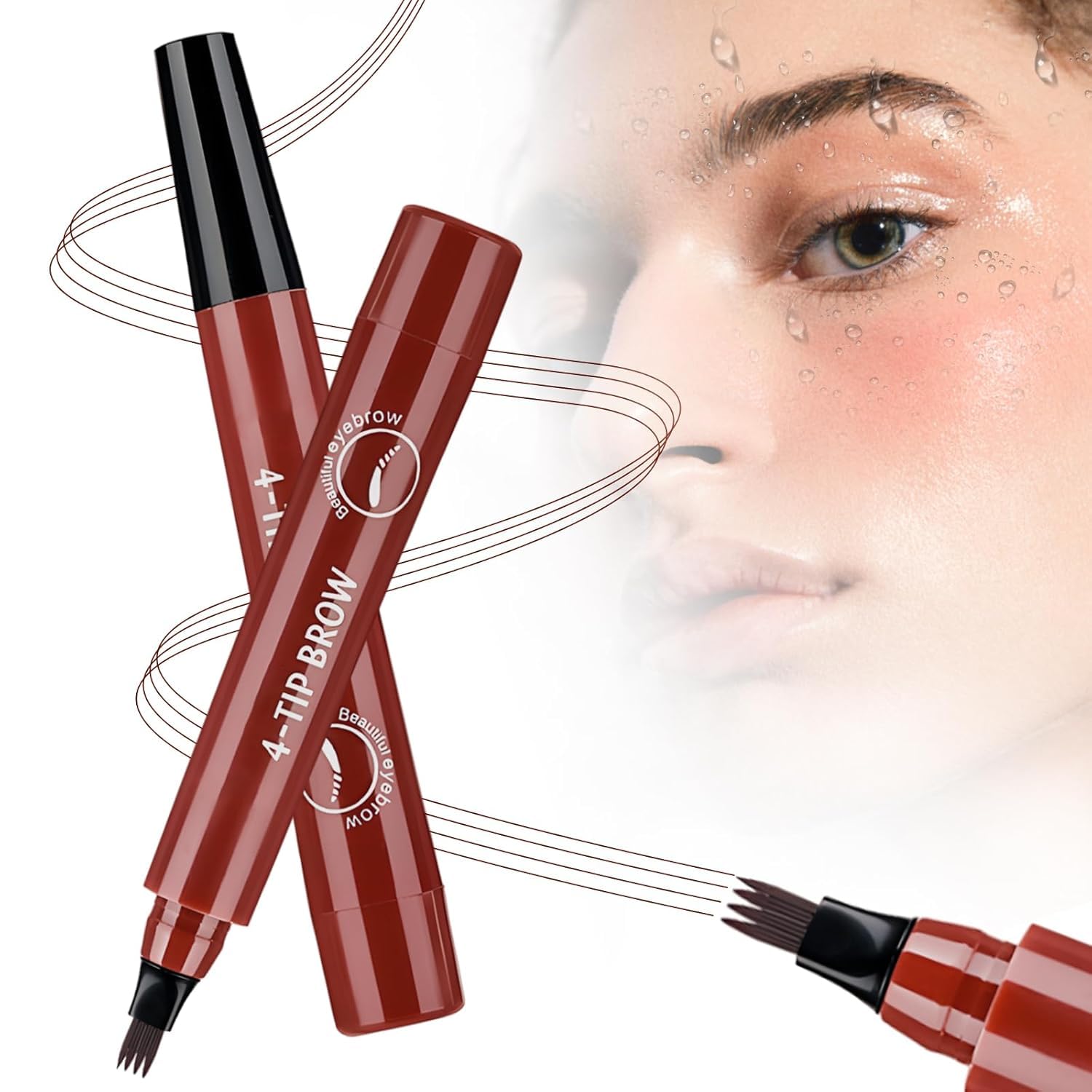 Microblading Eyebrow Pencils for Women 2026 Upgraded 3D Waterproof Eyebrow Pen Long Lasting 4-Tip Brow Pencil Eye Brow