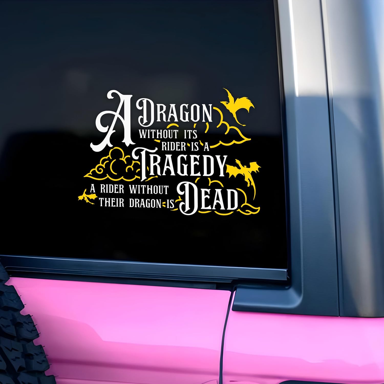 A Dragon Without Its Rider is A Tragedy Car Decal Funny Book Lover Dragon Acotar Bookish Car Window Mirror Decal Accessories Affirmations Vinyl Waterproof 8 Inches Bumper Sticker Gifts for Mom Dad
