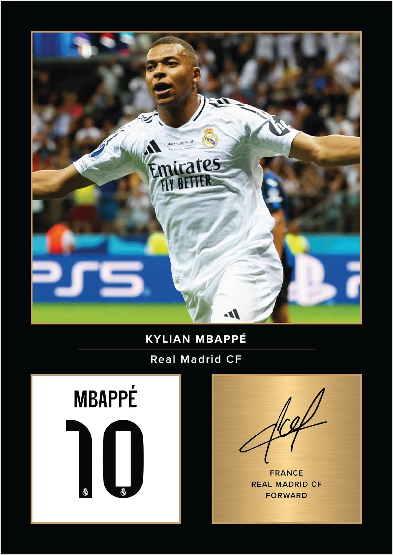 Icons Wall Art Kylian Mbappe Real Madrid Signed A4 Printed Photo Picture Display Gift For Real Madrid Fans Digitally Reproduced Signature Unframed