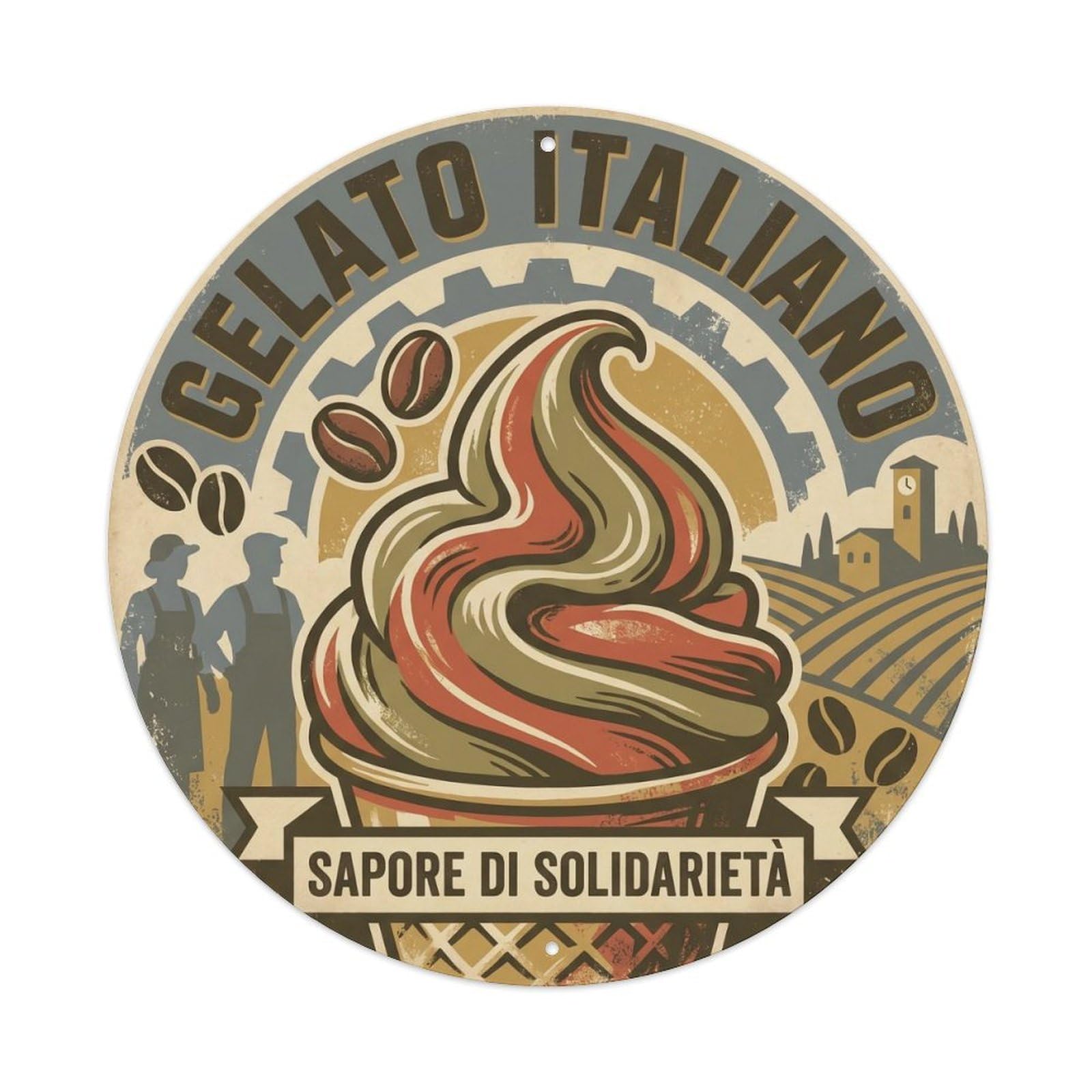 Retro Gelato Ice Cream Silkscreen Travel Dessert Metal Tin Sign
