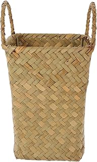 WHAMVOX Cesta De Flores De Ratán Hecha A Mano Cesta Decorativa Con Asa Tejida Para Decoración Del Hogar Color Amarillo Tamaño Pequeño
