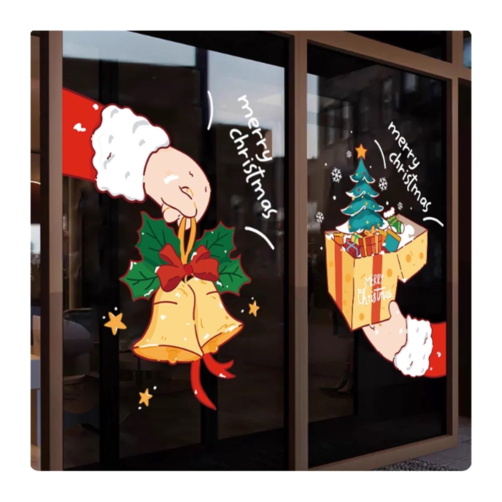 weihnachtsdeko fenster Weihnachts-Fensteraufkleber, 2 Bögen, Fensteraufkleber, doppelseitige Weihnachts-Glasdekoration for Weihnachten, Heim- und Bürodekoration selbstklebend(Groß)