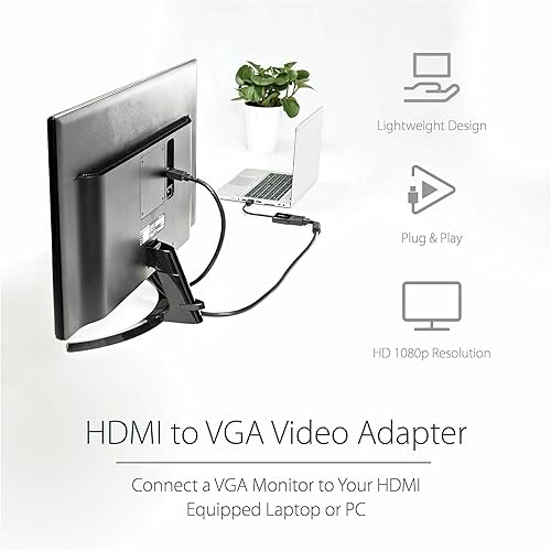 Vista 21 de StarTech.com Cable HDMI a VGA – 6 pies 6.6 ft – 1080p – Conversión activa – Cable adaptador HDMI a VGA para su monitor / pantalla VGA (HD2VGAMM6)