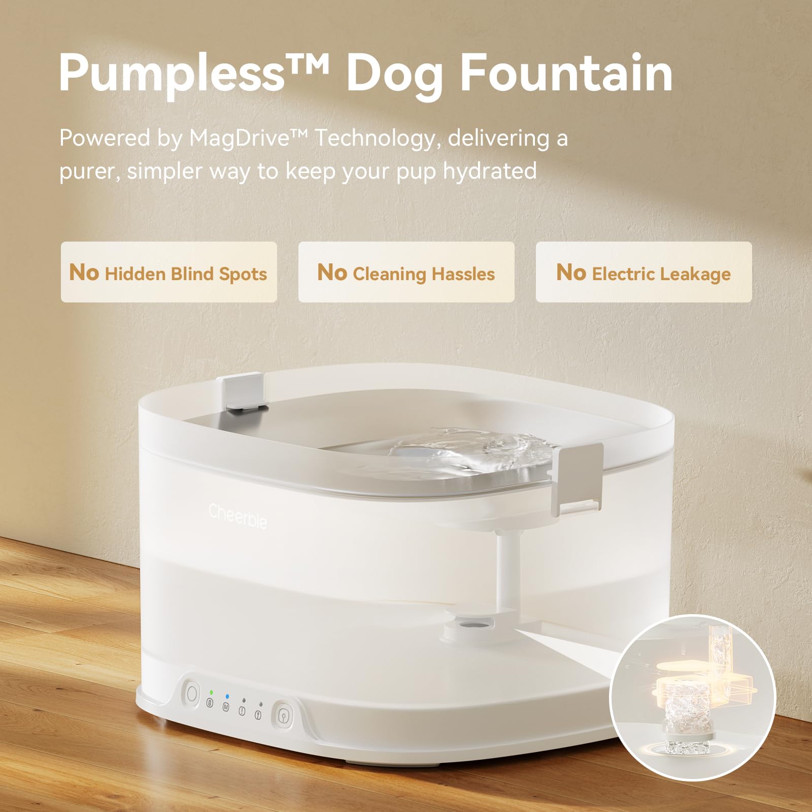 Pet Supplies : Cheerble Pumpless Dog Water Elfin Fountain
