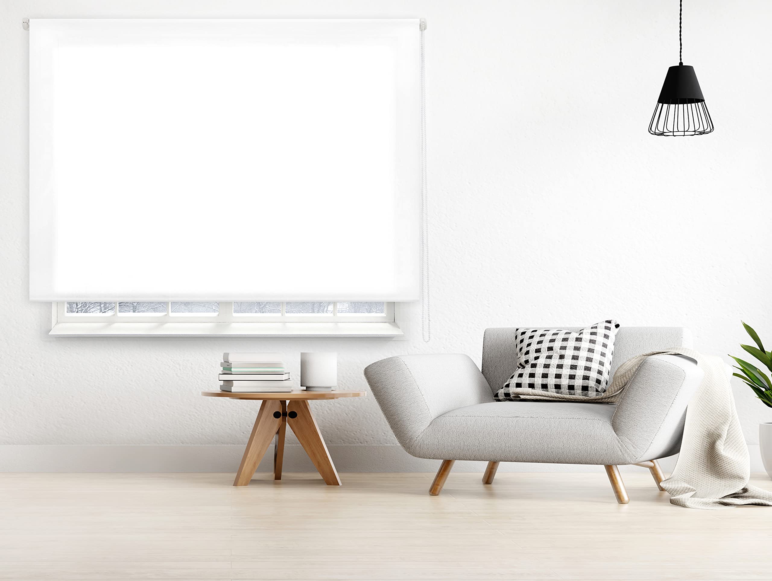 PUR LINE | Estor Enrollable Tamaño 130x175 cm Ancho x Alto Regulación de Luz - Estor Translúcido Tamaño Tela 127x170 cm Color Blanco Instalación Pared o Techo