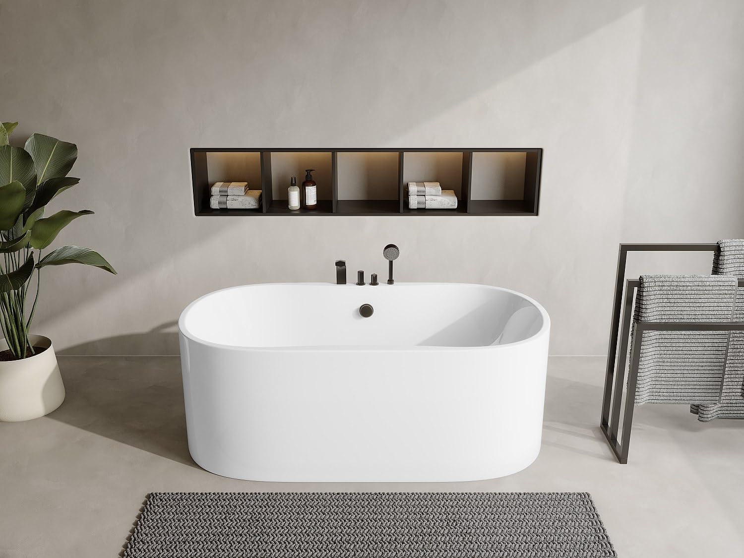 Vente-unique-BaÒera exenta STEPONA con grifo - 195 L - 150 x 75 x 58 cm - Blanco