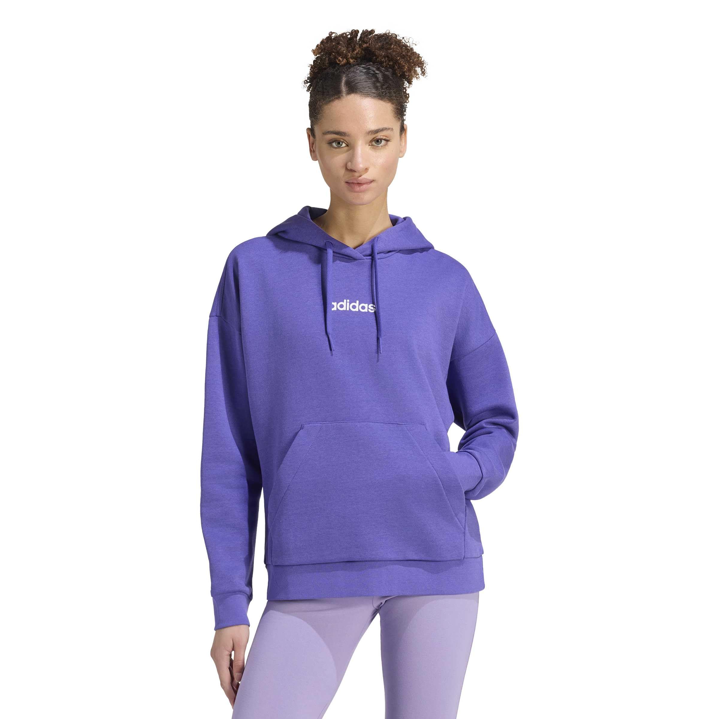 adidas Kobiety Essentials Linear Fleece Hoodie Sweatshirt, Pure Purple/white, L
