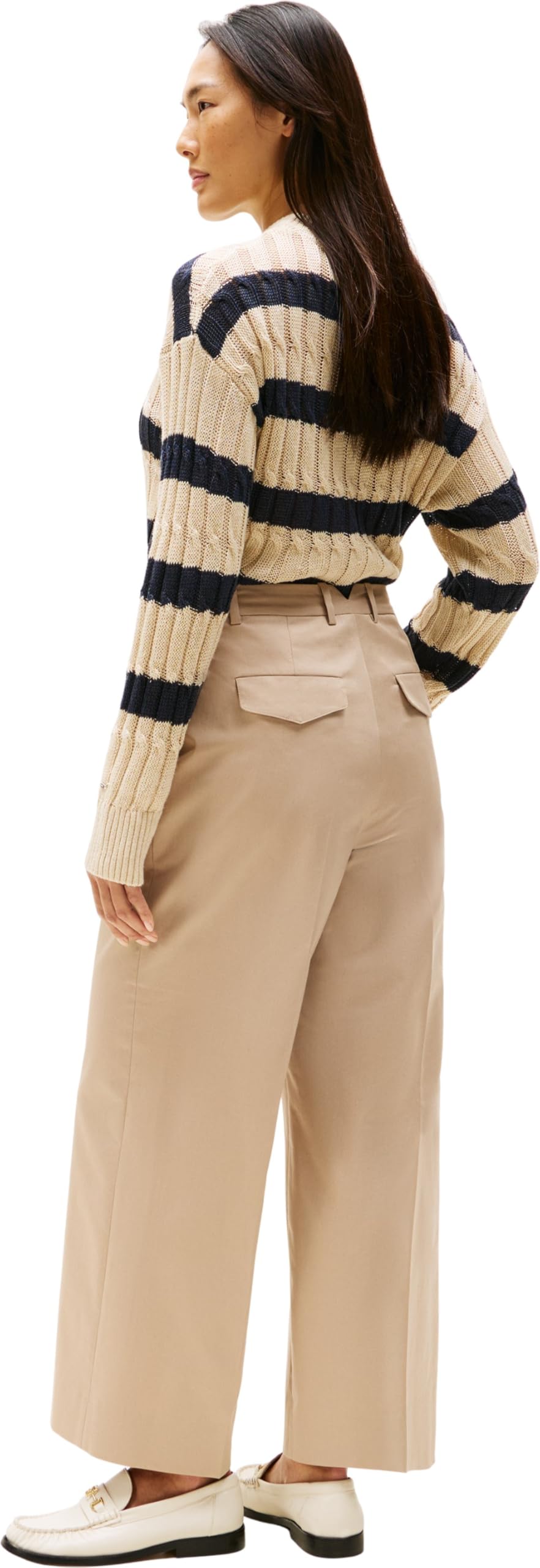 Tommy Hilfiger Cotton Wide Leg Ankle Chino Pant Ww0ww45791 - Chinosy Kobiety