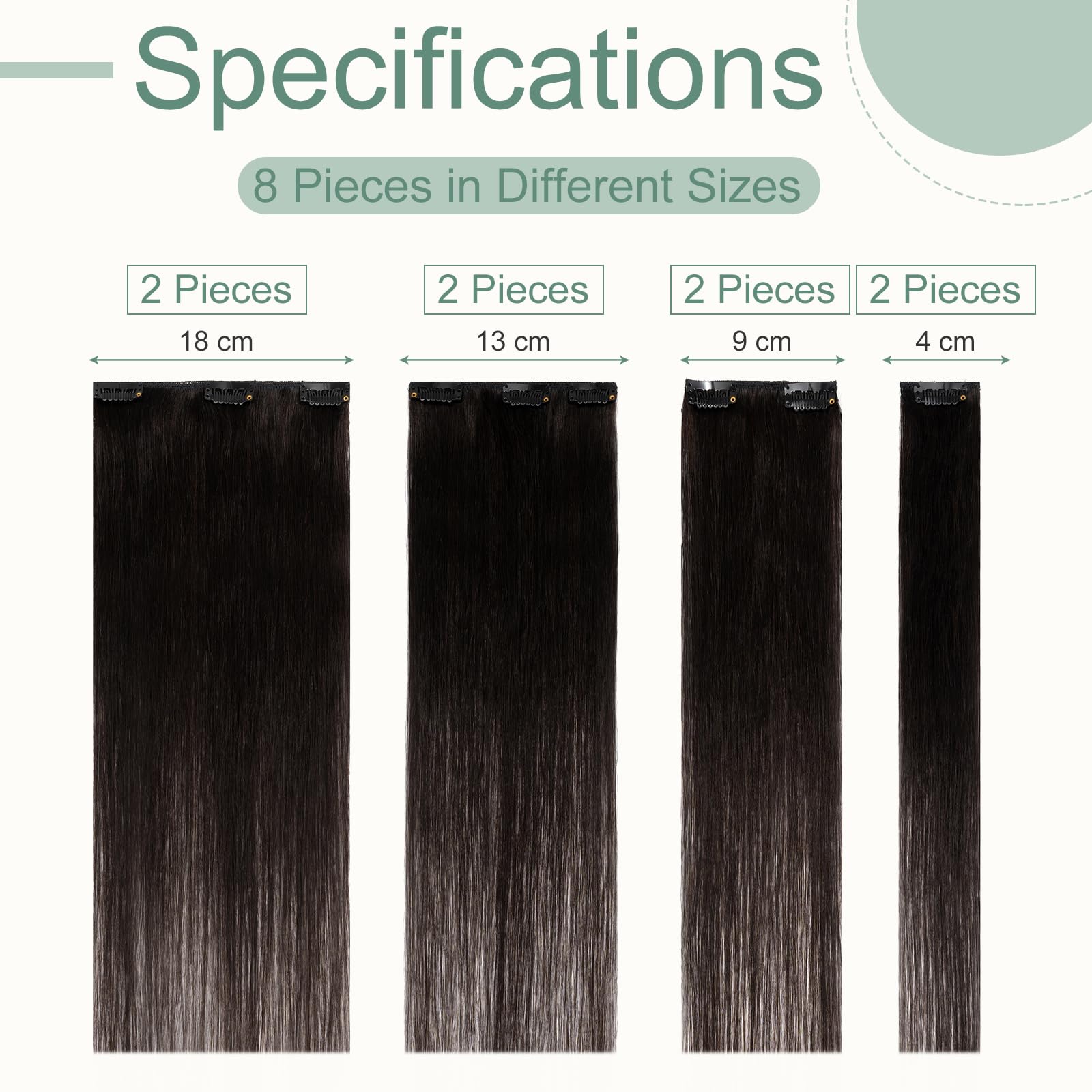 Clip in Hair Extensions Real Human Hair 16 Inch Black Hair Extensions Clip in Straight Remy Hair Seamless Natural Thin Weft - Image 4
