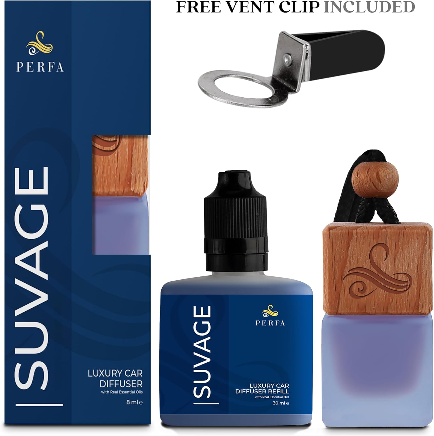 Suvage Gift Set with Refill Bottle | Automotive Air Fresheners with Sauvage Fragrance | Strong Car Perfume | Odour Eliminating Car Air Fresheners by Perfa image 3 of 7 B0CB1QDHSN