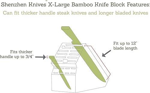 Miniatura 8 de Bloque de cuchillos universal de 20 ranuras cuchillos Shenzhen XL bloque de cuchillos de madera de bambú sin cuchillos soporte para cuchillos y