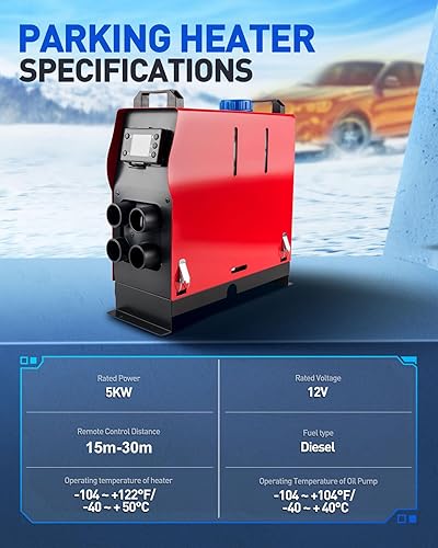 Miniatura 7 de KAC Calentador de aire diésel de 12V 5KW todo en uno, calentador de estacionamiento de calefacción rápida con interruptor LCD para camión, barco,