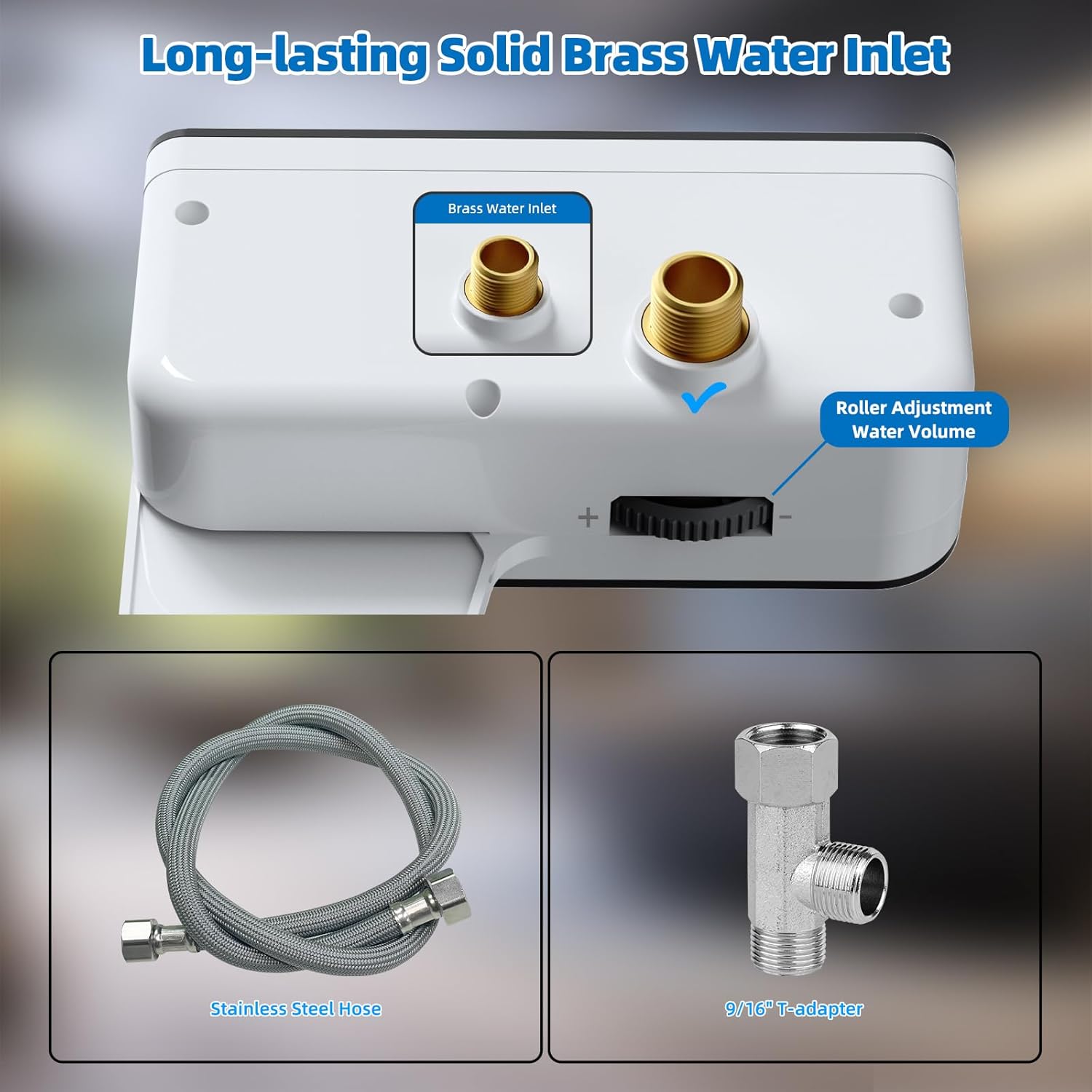 Hibbent Bidet Attachment for Toilet, Non-Electric Dual Nozzle for Frontal & Rear Wash, Adjustable Water Pressure Control, Fresh Water Bidet Toilet Seat, Self Cleaning Water Sprayer, Dark Black