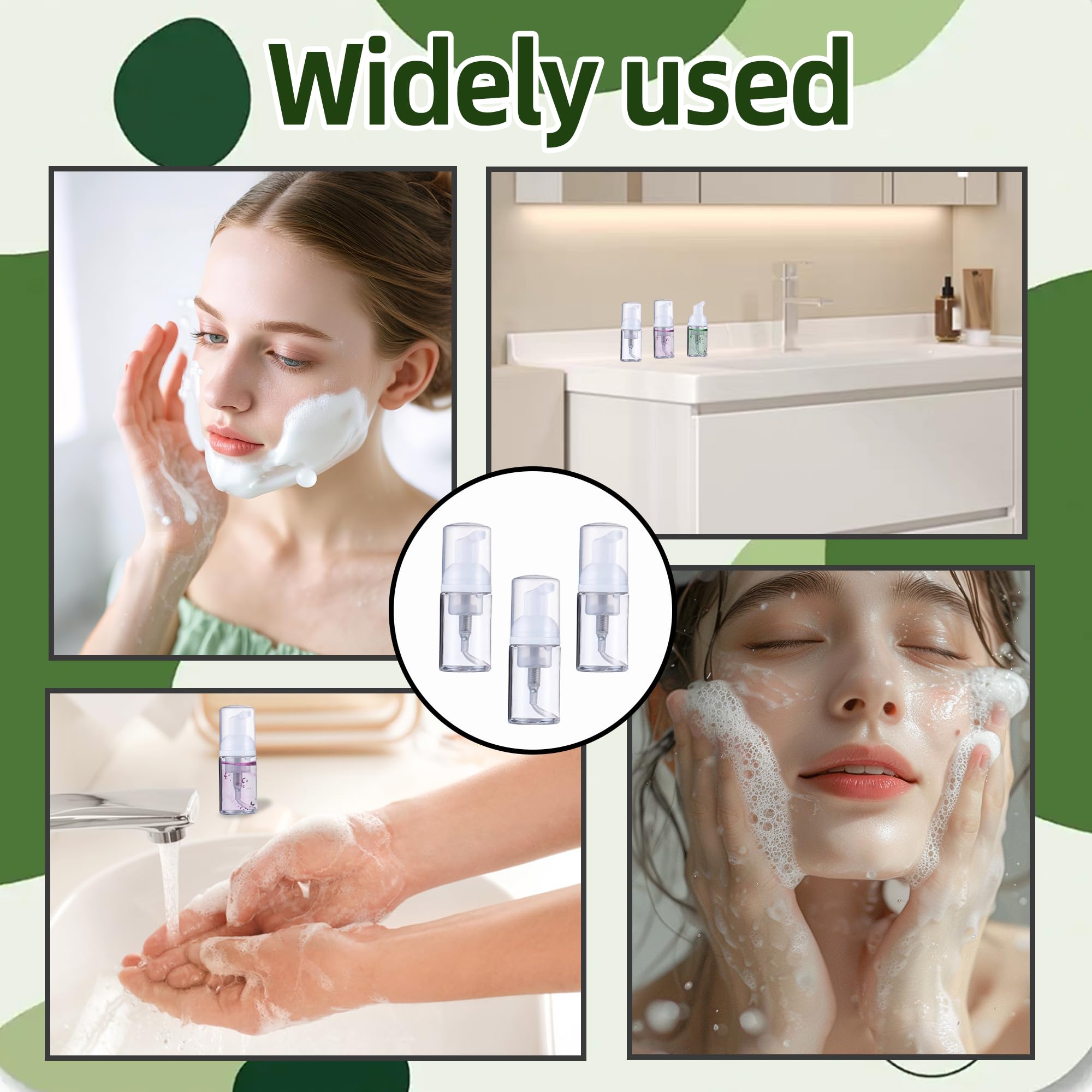 Lot de 24 flacons à pompe à mousse de petite taille, 28,3 g, distributeur de savon mousse en plastique transparent, vide rechargeable, mini flacon pompe en mousse pour lavage du visage, shampooing,