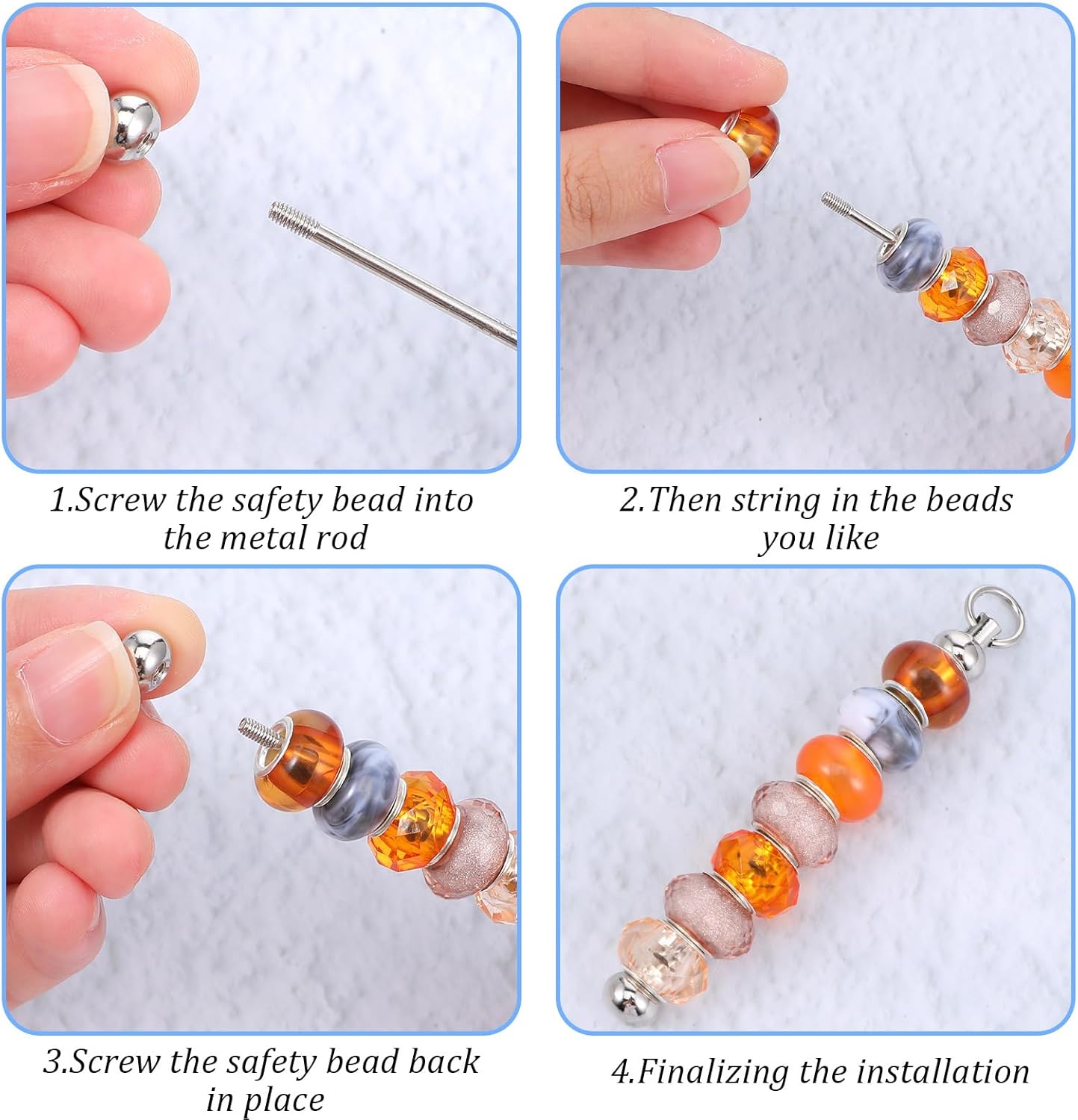 100PCS Blank Beadable Keychain Bars, Metal Beaded Keychain DIY Bead Pendant Key Chain Making Kit, Bauble Bar Bead Kit Creative Cute Crafts Jewelry Charms Supplies