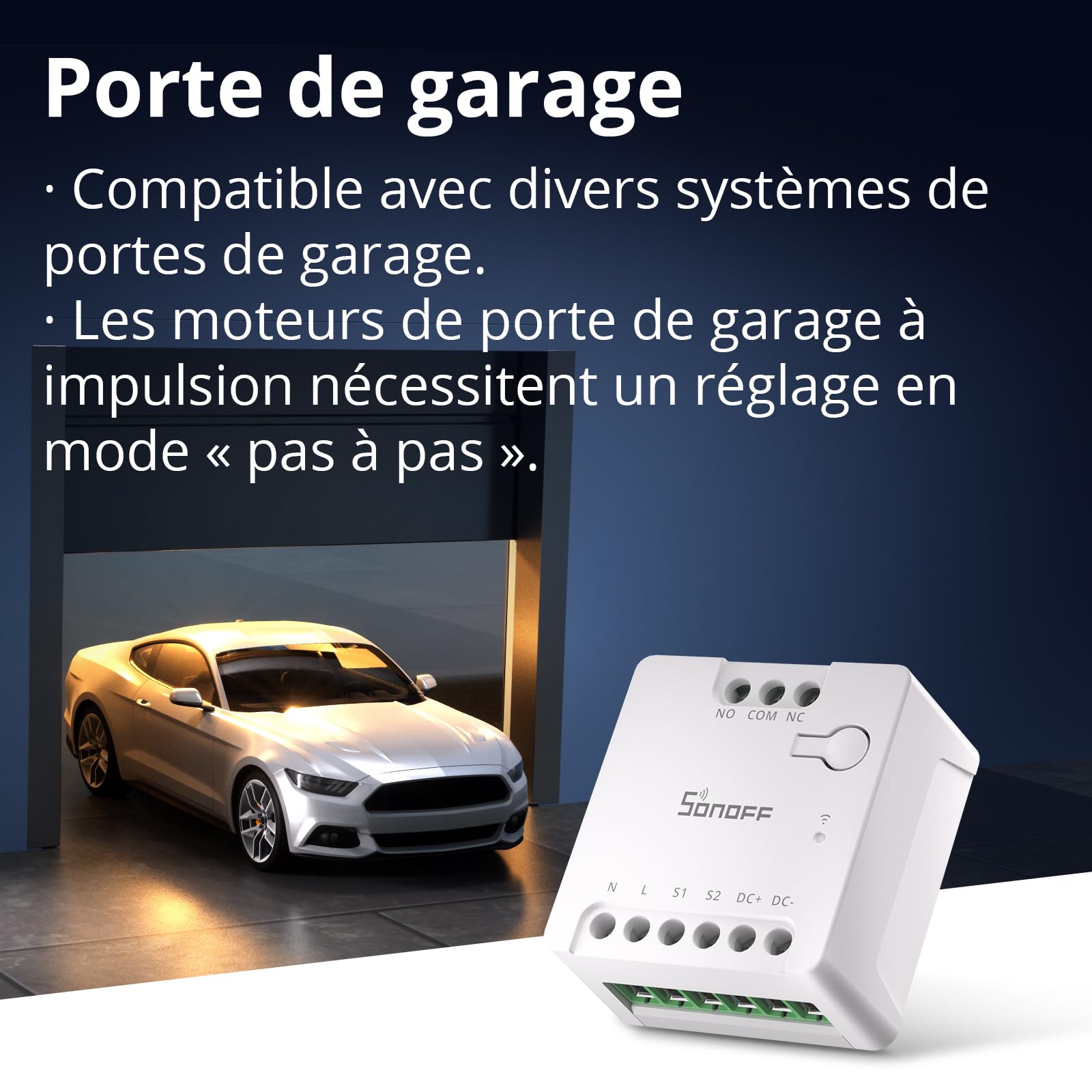 SONOFF MINI-D Interrupteur Connecté WiFi avec Matter, 2 Pack, Supporte l'entrée AC ou DC, Contact Sec, Compatible avec Alexa/Google Home, Convient Aux Portes de Garage, Chaudières, Système d'accès