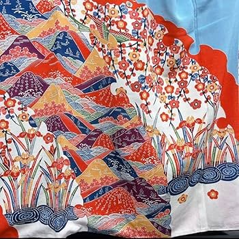 Amazon.co.jp: 栗山吉三郎 栗山紅型の振袖 和染紅型 縮緬 水色 着物
