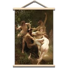 OKRA William Adolphe Bouguereau Wooden hanging poster - Nymphs and Satyrs poster - Greek Mythology Art Canvas Wall Decor - World Famous Painting Poster -Bedroom Bathroom Living Room Wall Decor