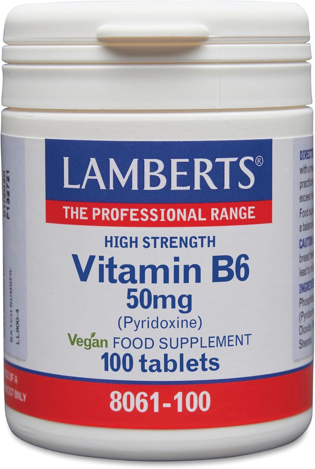 Lamberts Vitamin B6 50mg – 100 Vegan Tablets