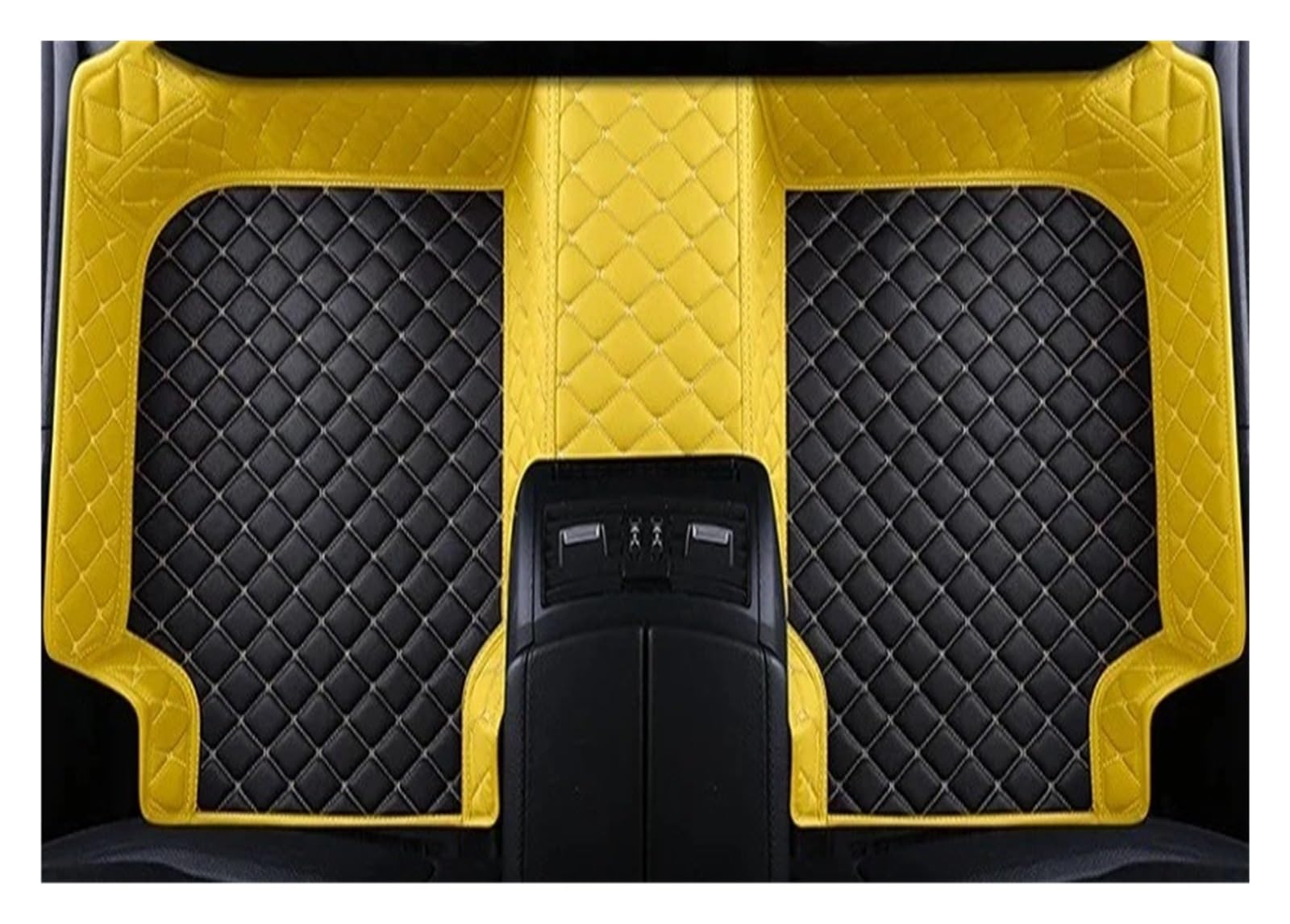 Tapisets de Voiture Tapis Sol Intérieur Voiture en Cuir Imperméable, pour Ford pour F150 4 Portes 2011 2012 2013 2014 2015 2016 2017 2018 2021(3 pc Black Yellow)