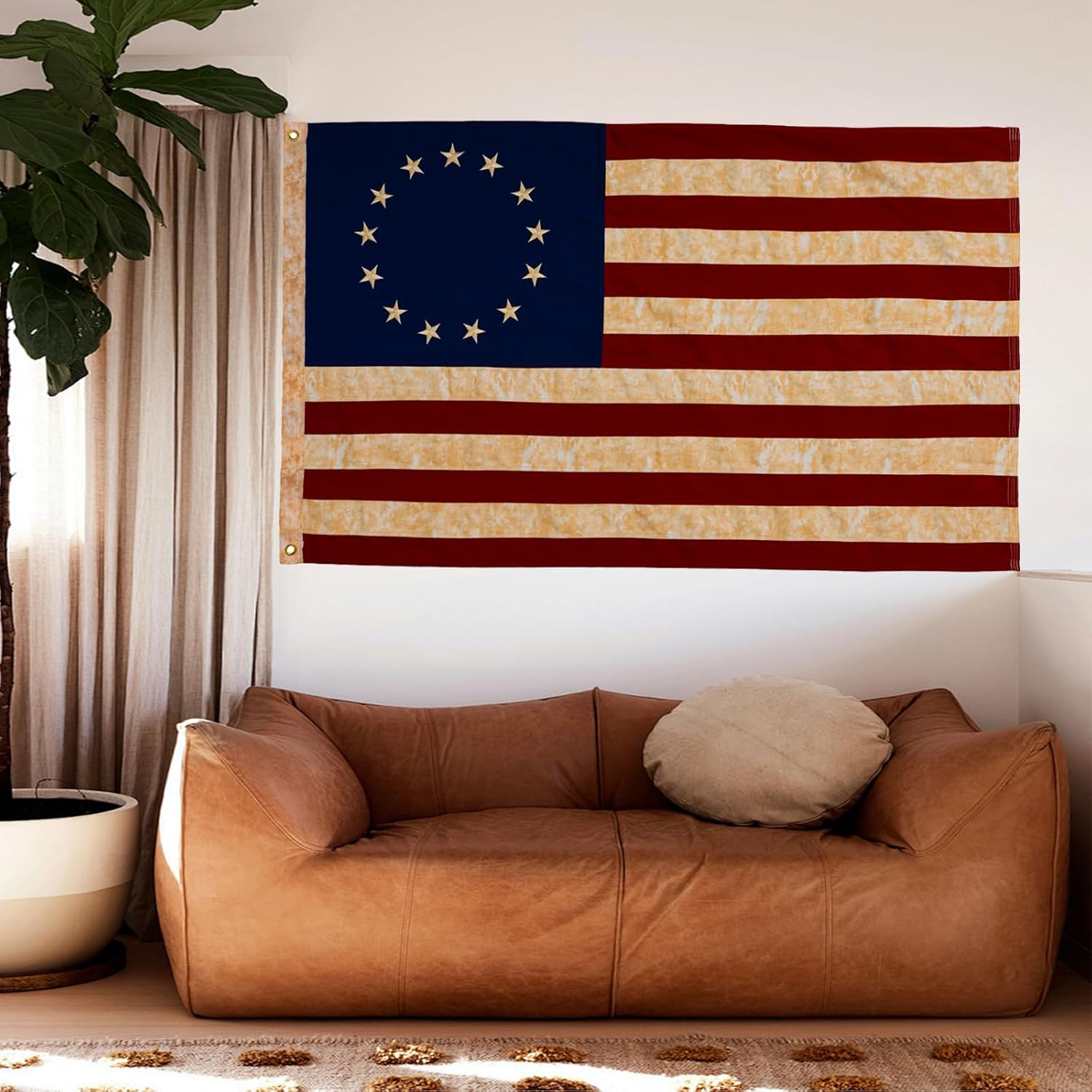 FLAGWIN Betsy Ross Flag 3x5 Ft 100% Cotton Heavy Duty, 250th Anniversary Vintage Embroidered 13 Star American Flag for Outside, Antique USA 13 Colonies Banner Patriotic Decor 4th of July