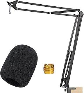 Rode NT1A Mic Stand with Pop Filter - Microphone Boom Arm Stand with Windscreen Foam Cover for NT1A, NTK, K2, NT2 A Rode Podcaster by YOUSHARES