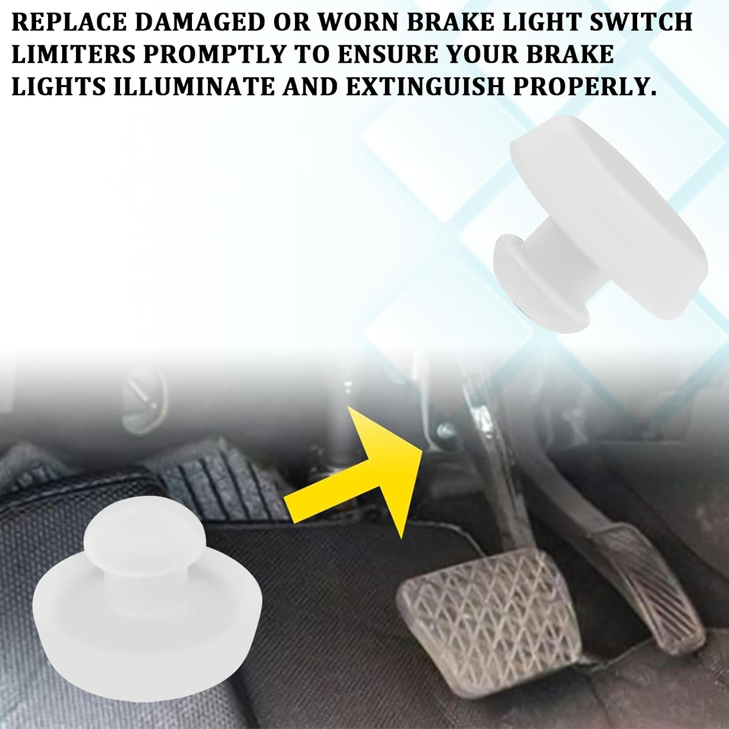 2PCS Brake Light Switch Stopper Compatible with Kia Optima, Hyundai Sonata, Rubber Brake Pedal Stop Pad Replacement OEM 32876-4B000 3287636000, Professional Accessories Brake Switch Stopper