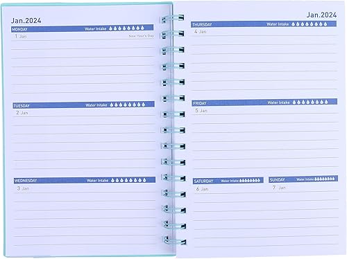 Miniatura 5 de Planificador 2024-2025 A5 espiral, organizador diario semanal y mensual de 18 meses, con 2 calcomanías, cierre elástico, para estudiantes,