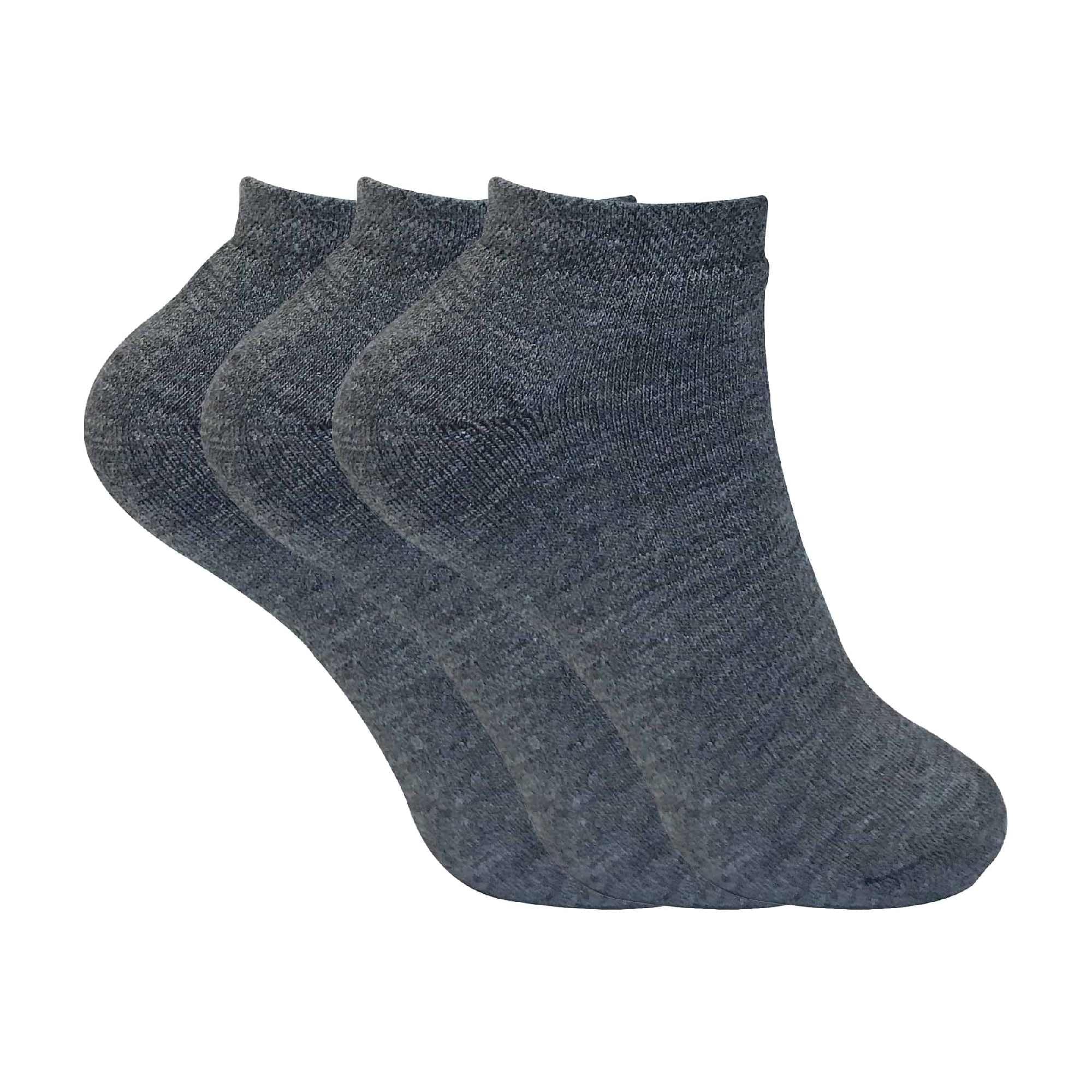 3 Pairs Ladies Thick Winter Warm Cushioned Coloured Low Cut Ankle Short Thermal Trainer Socks (4-7 uk, TTS Charcoal)